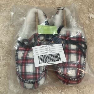 💕HP💕NWT! Janie and Jack plaid slippers - kids size 2